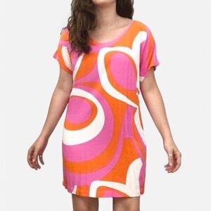 Vibrant Pink and Orange Swirl Dress